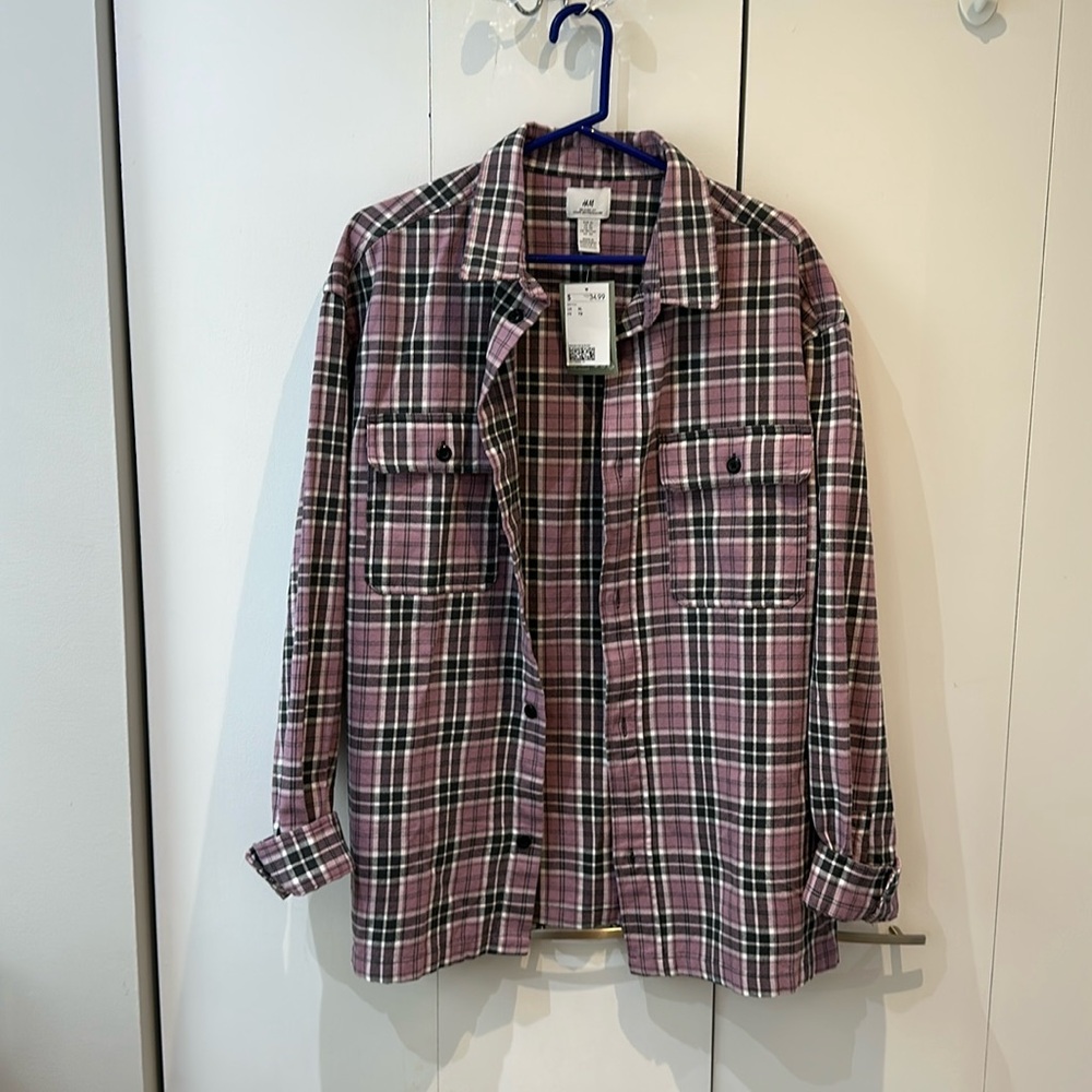 Pink plaid H&M long sleeve